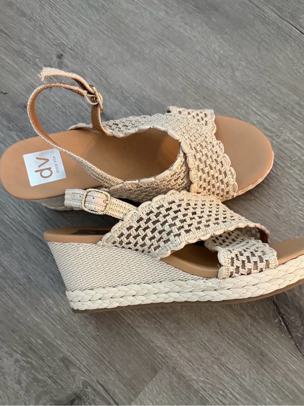 DV by Dolce Vita Cream Crochet Wedge Sandals